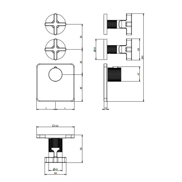 GESSI INCISO встраиваемый термостатический смеситель на 2 источника, резьба 3/4 (внешние части), цвет: золото - Gidratop.ru изображение