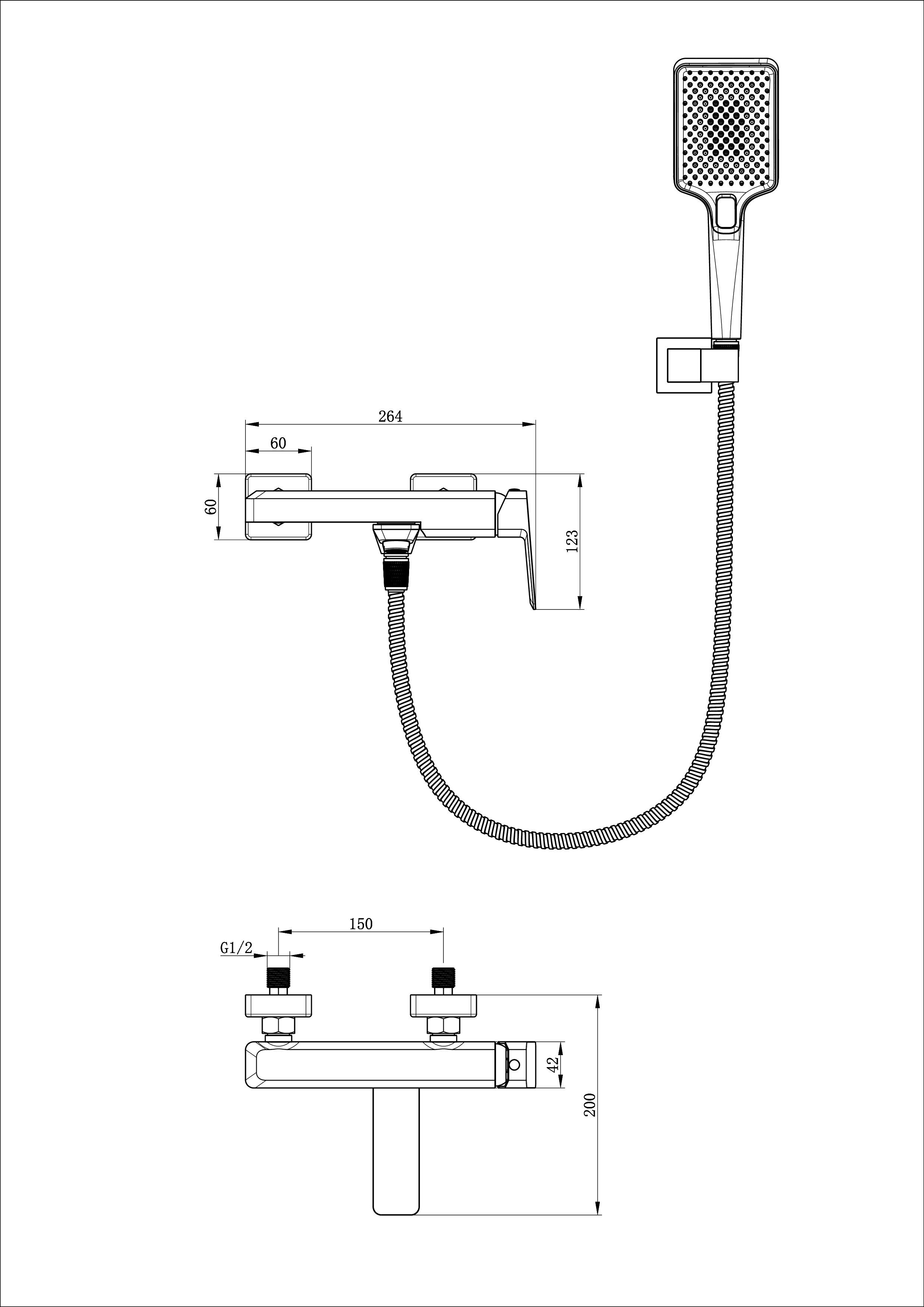 Смеситель для ванны с душем WONZON & WOGHAND DIAMOND, Хром (WW-88639011-CR) - Gidratop.ru изображение