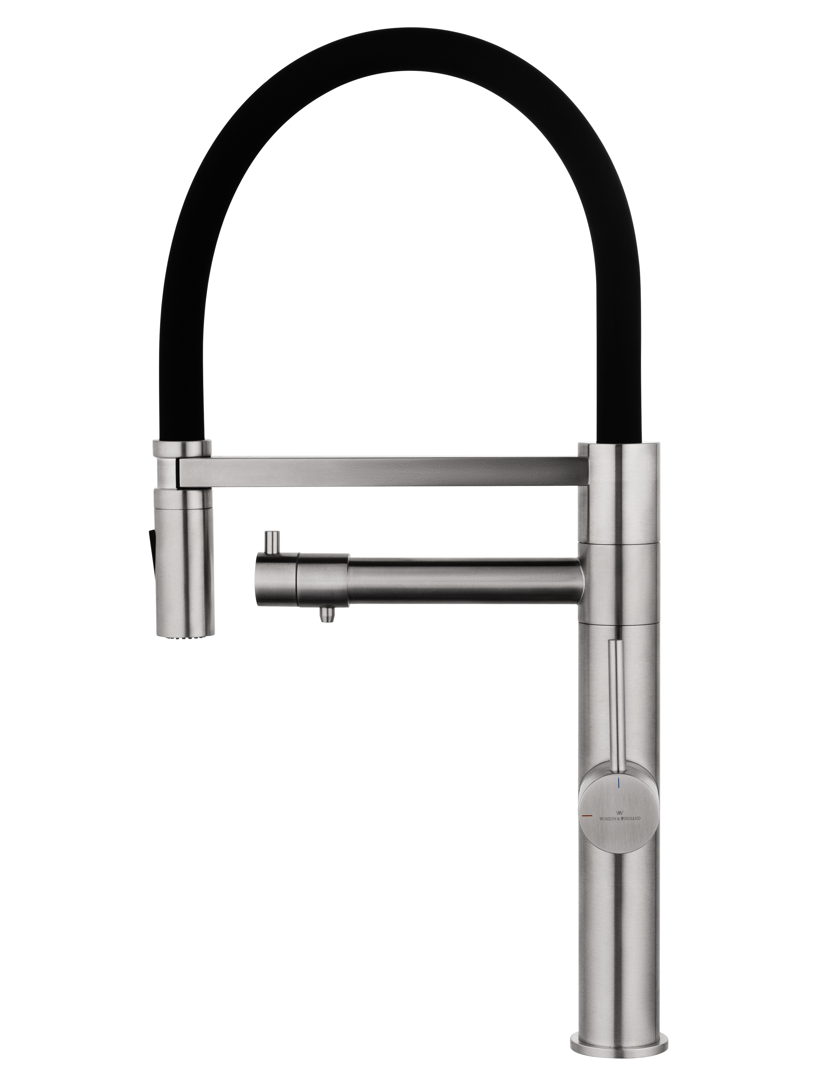 Смеситель для кухни с гибким изливом и подключением фильтра WONZON & WOGHAND, Брашированный никель (WW-88458007-BN) - Gidratop.ru изображение