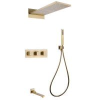 Душевая система ABBER Daheim AF8253G скрытого монтажа с изливом, термостат, золото матовое - Gidratop.ru изображение