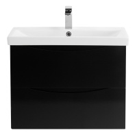 MARINO-CER База под раковину подвесная с двумя выкатными ящиками, Nero Lucido, 664x440x500, MARINO-CER-700-2C-SO-NL-P - Gidratop.ru изображение