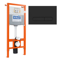 Комплект 2 в 1  Система инсталляции для унитазов BelBagno BB002-80  с кнопкой смыва BB007-PR-NERO.M - Gidratop.ru изображение