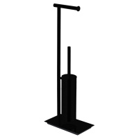 Colombo Square Стойка с аксессуарами, 67см., туалетный ёршик, полотенцедержатель, цвет: черный матовый - Gidratop.ru изображение