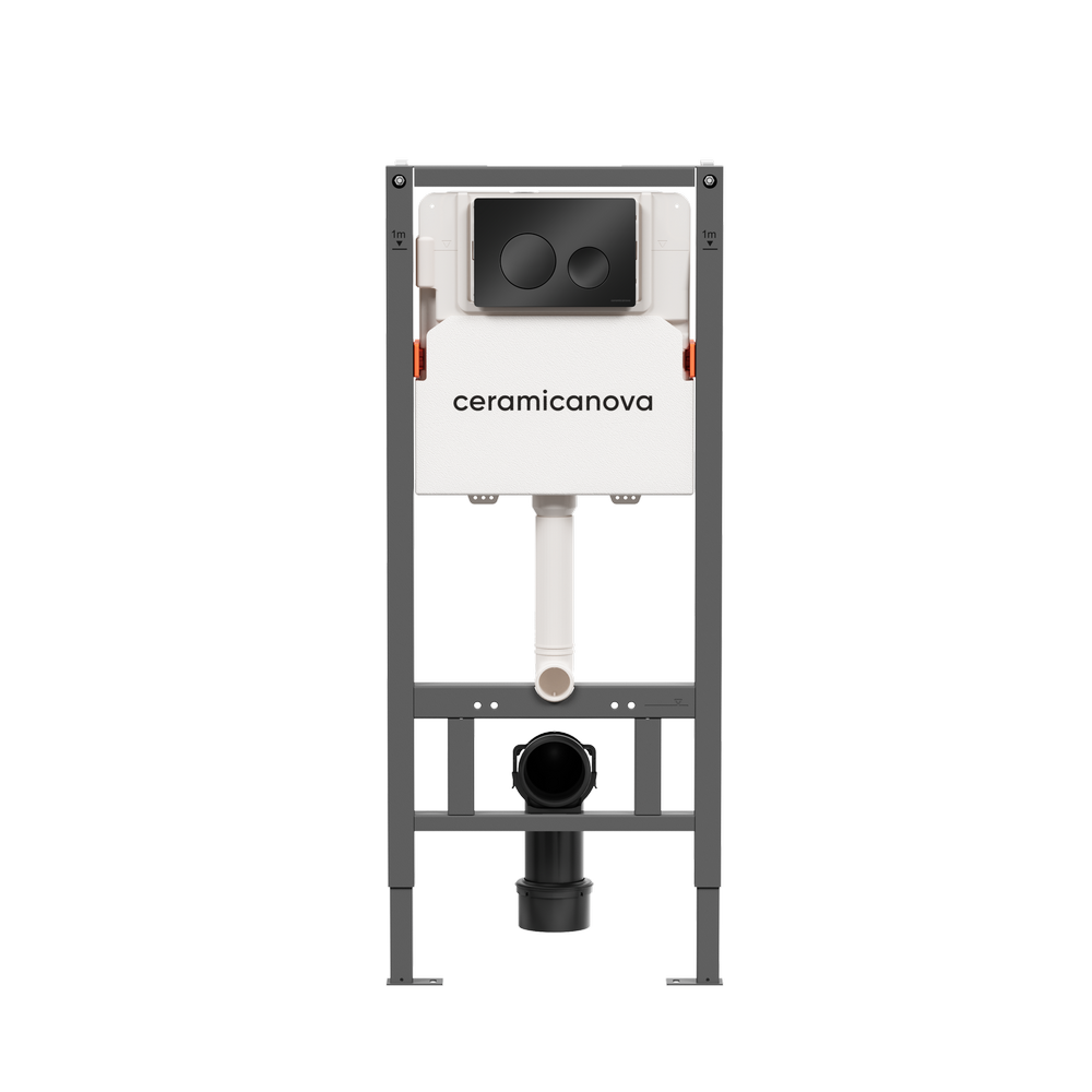 Система инсталляции для унитазов CERAMICANOVA Balance с кнопкой смыва Circle, цвет черный матовый, с креплениями, арт.CN121001MB - Gidratop.ru изображение