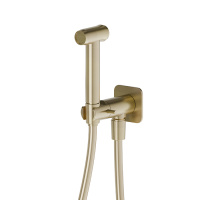 Newform X-STEEL 316 Гигиенический душ: руч. лейка, уголок с держателем, с запорным вентилем, на холодную воду, цвет: PVD Brushed pale gold - Gidratop.ru изображение