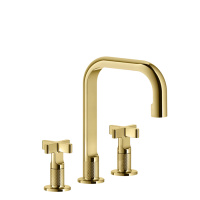 GESSI INCISO смеситель для раковины на 3 отверстия без донного клапана, излив 160мм, h=240мм, цвет: золото