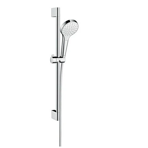 Душевой гарнитур Hansgrohe Croma Select S 1jet 26574400, штанга 90 см, корпус хром, лицевая часть белая, 1 режим струи - Gidratop.ru изображение