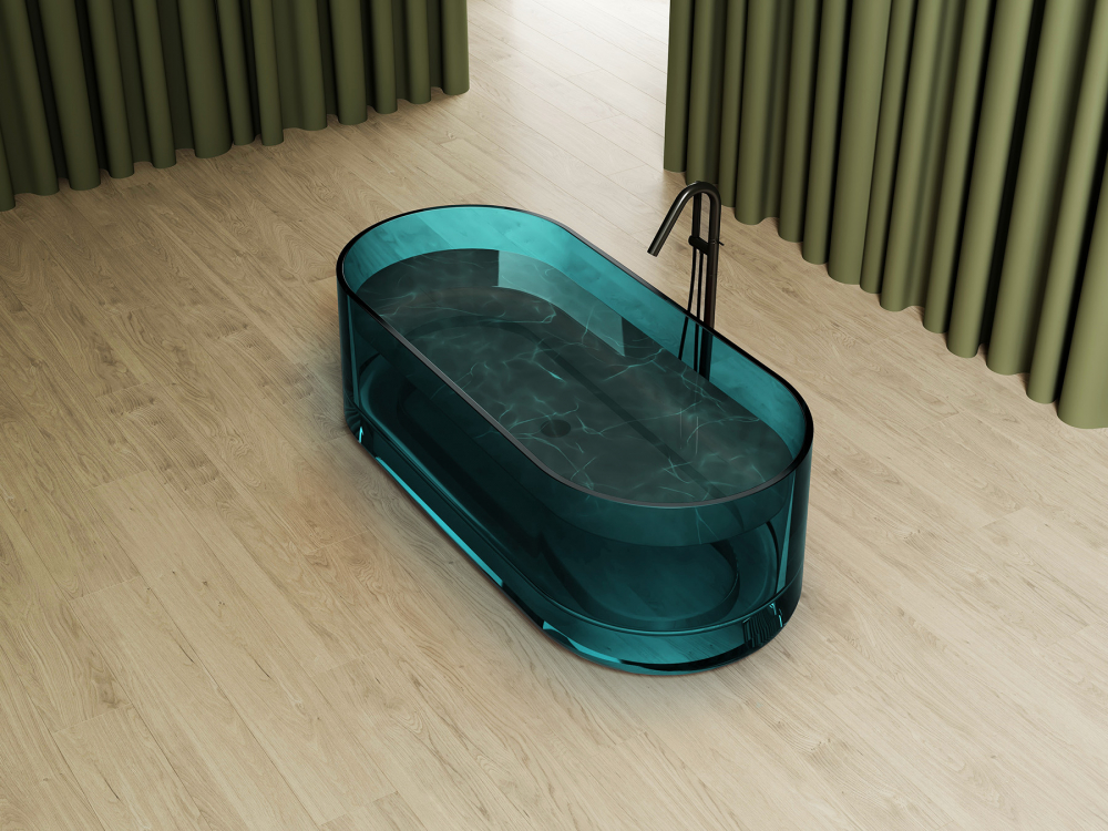 Прозрачная ванна ABBER Kristall AT9708Aquamarin бирюзовая - Gidratop.ru изображение