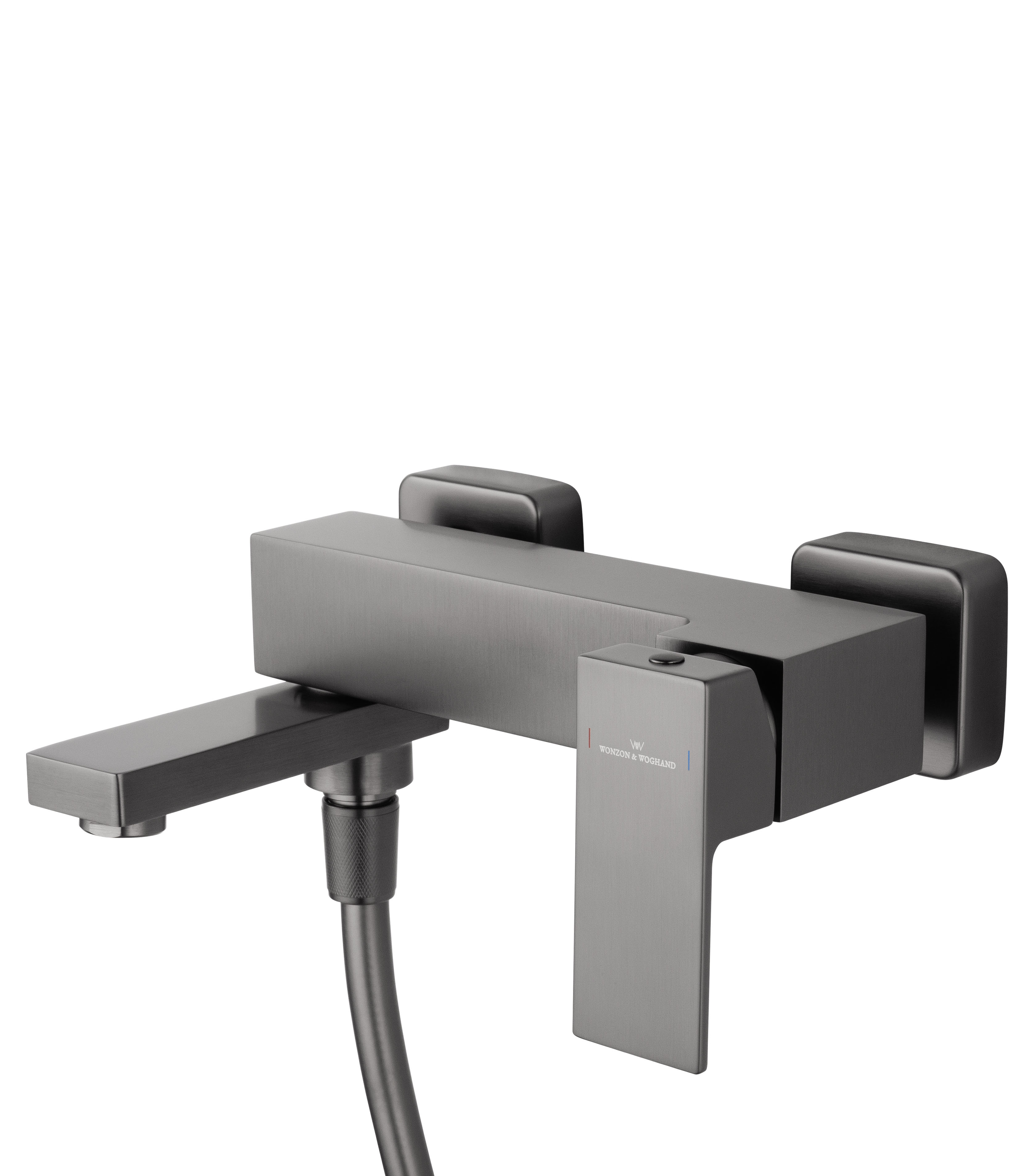 Смеситель для ванны с душем WONZON & WOGHAND CUBE, Темный графит (WW-88639016-BGM) - Gidratop.ru изображение
