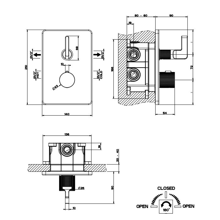 GESSI INCISO термостатический смеситель на 2 источника (внешняя часть), цвет: хром - Gidratop.ru изображение