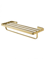 Полотенцедержатель с полкой WONZON & WOGHAND LOTTE, Брашированное золото (WW-8381A-BG) - Gidratop.ru изображение