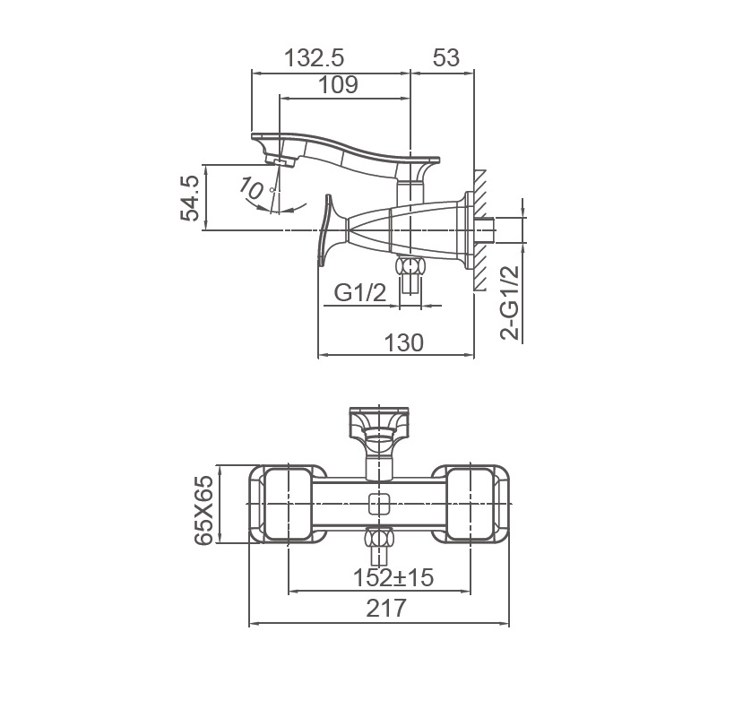 Смеситель для ванны WONZON & WOGHAND SHAKESPEARE, Темное золото (WW-653101-DG) - Gidratop.ru изображение