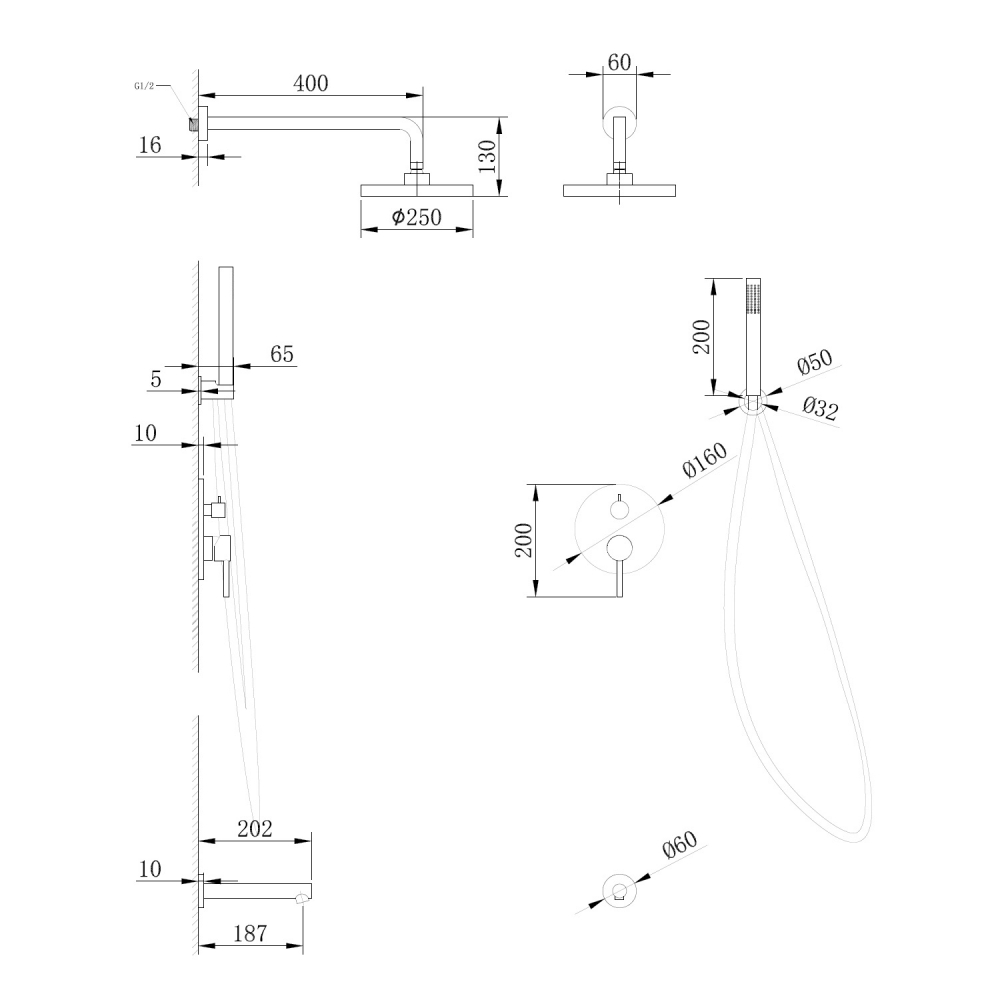 Душевая система ABBER Emotion AF8817G скрытого монтажа с изливом, золото матовое - Gidratop.ru изображение