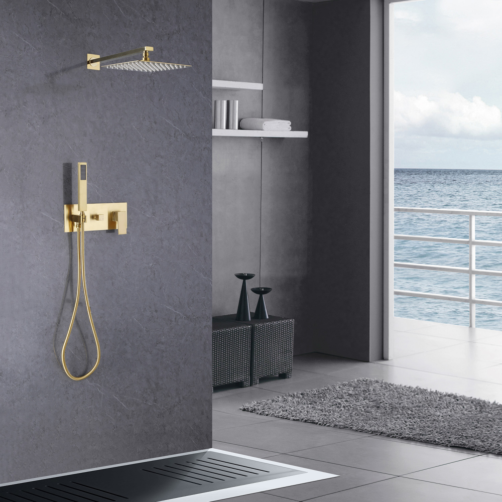 Душевая система ABBER Daheim AF8218G скрытого монтажа без излива, золото матовое - Gidratop.ru изображение