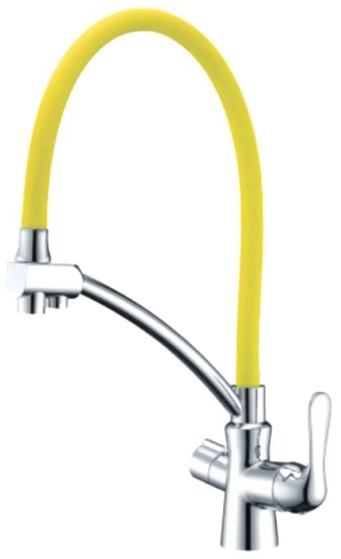 Смеситель Lemark Comfort LM3070C-Yellow для кухонной мойки, с подключением к фильтру, хром/желтый - Gidratop.ru изображение