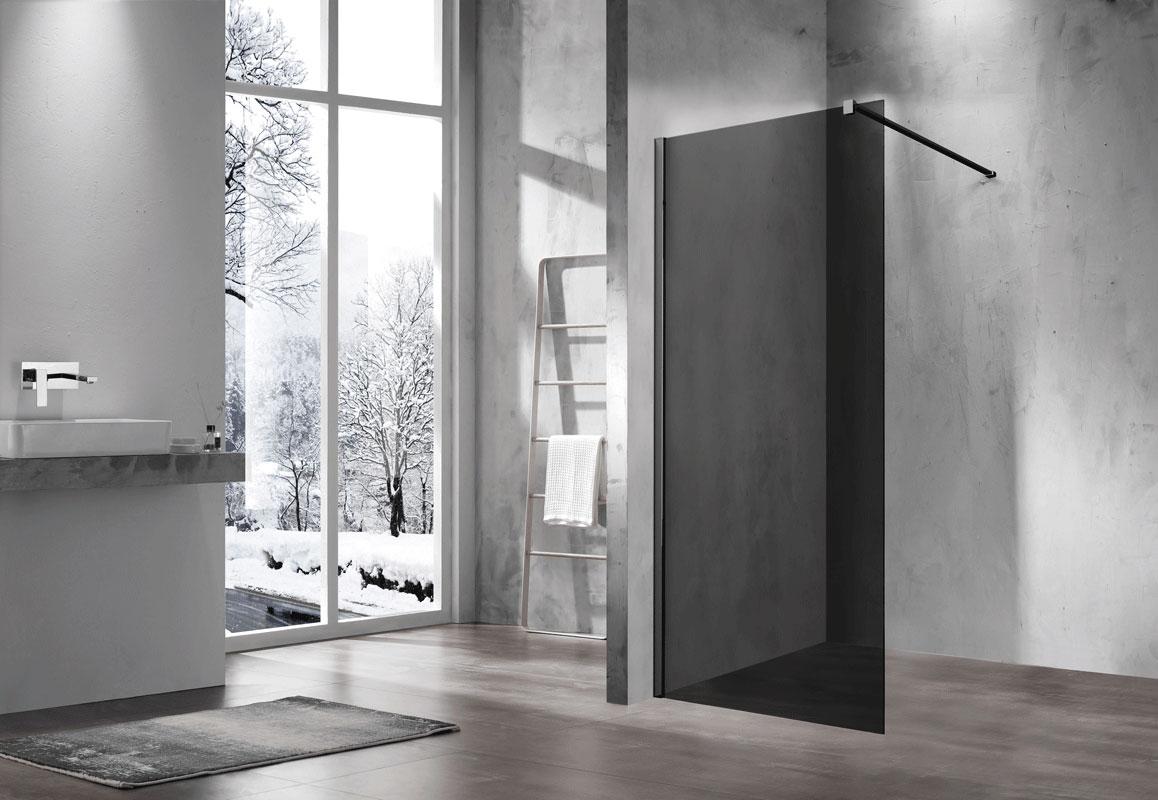 Душевая перегородка Walk-In VSW-1H120CGB,1200*2000, черный матовый, стекло тонированное - Gidratop.ru изображение