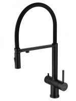 Смеситель для кухни с гибким изливом и подключением фильтра WONZON & WOGHAND, Черный матовый (WW-88458009-MB) - Gidratop.ru изображение