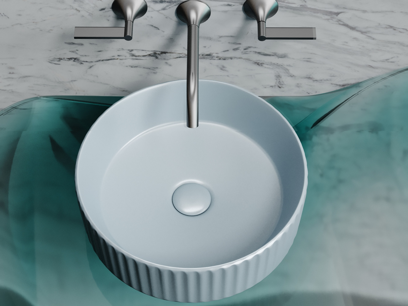 Умывальник чаша накладная круглая (цвет Серо-x - Gidratop.ru изображение