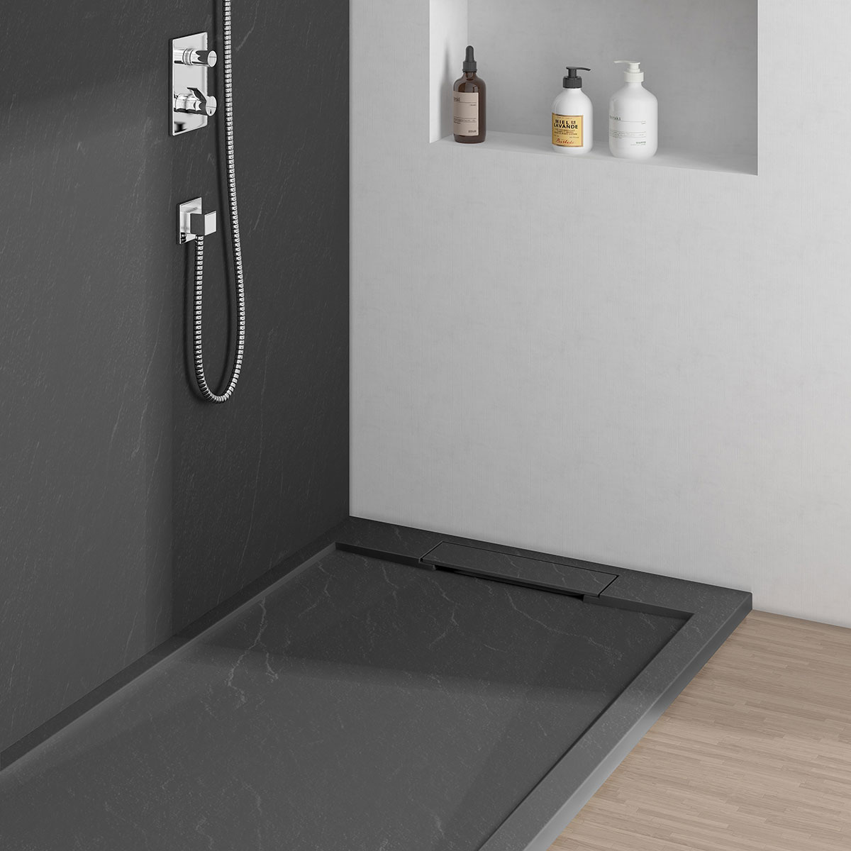 Поддон для душа из искусственного камня VST-4SRL9012A, 1200*900*25, антрацит - Gidratop.ru изображение