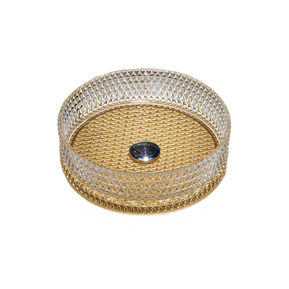 Раковина стеклянная Vincea VBS-5GL04, 400*400*125, накладная, цвет прозрачный/золото - Gidratop.ru изображение