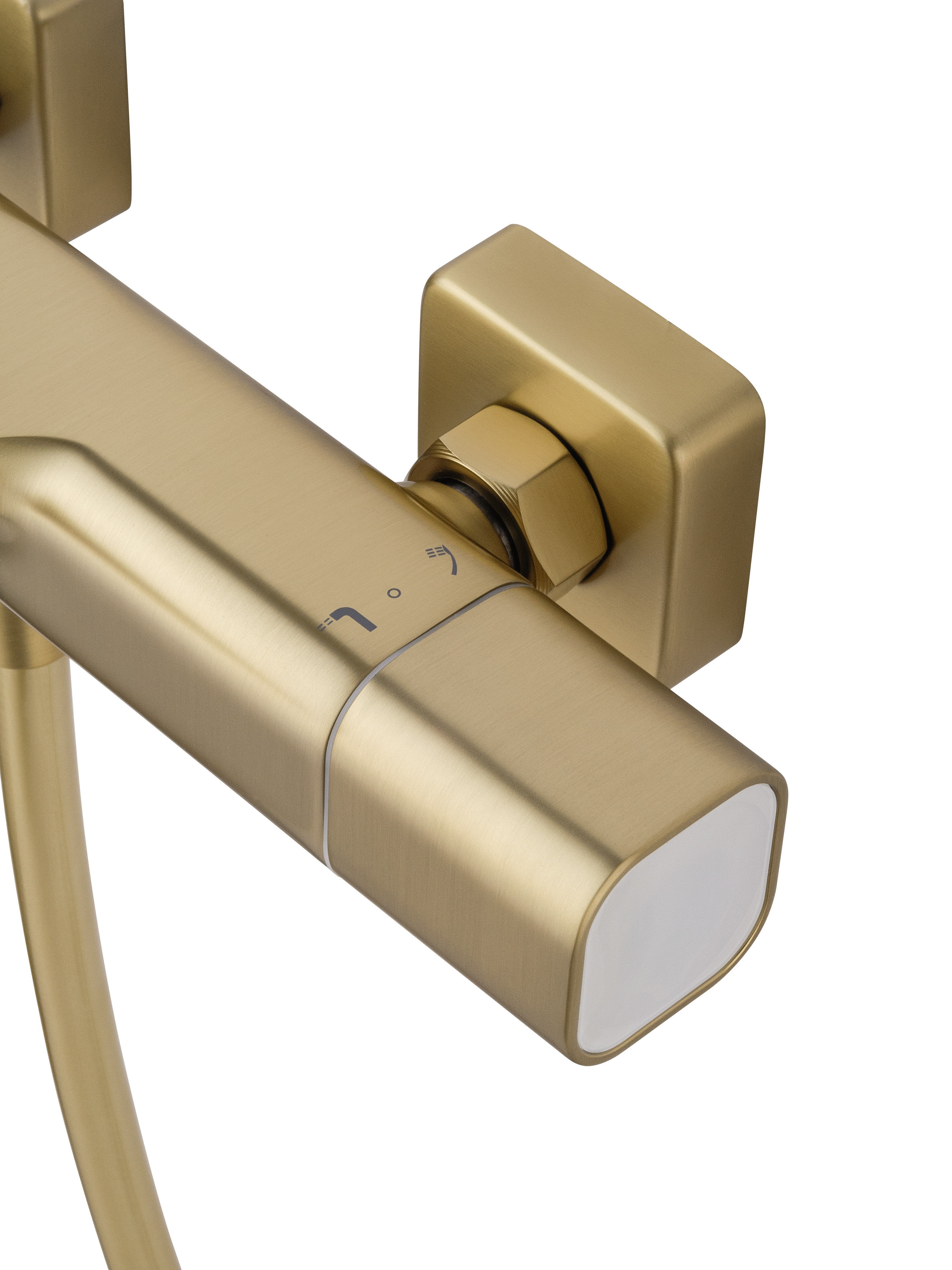 Смеситель для ванны с душевым гарнитуром и термостатом WONZON & WOGHAND SOLID, Брашированное золото (WW-C2011-A-BG) - Gidratop.ru изображение