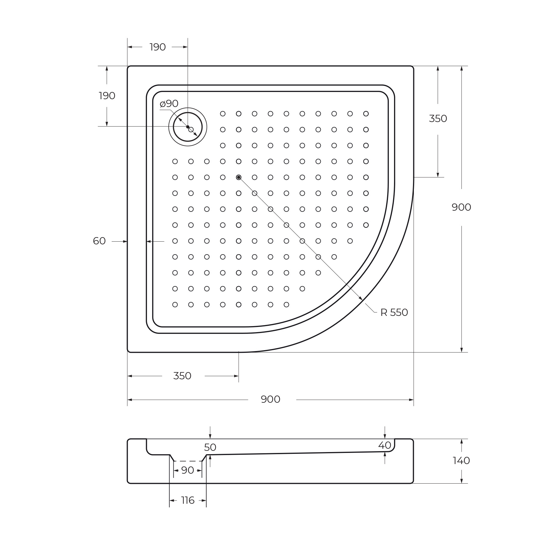 Акриловый поддон CEZARES TRAY-A-R-90-550-15-W-W0 - Gidratop.ru изображение
