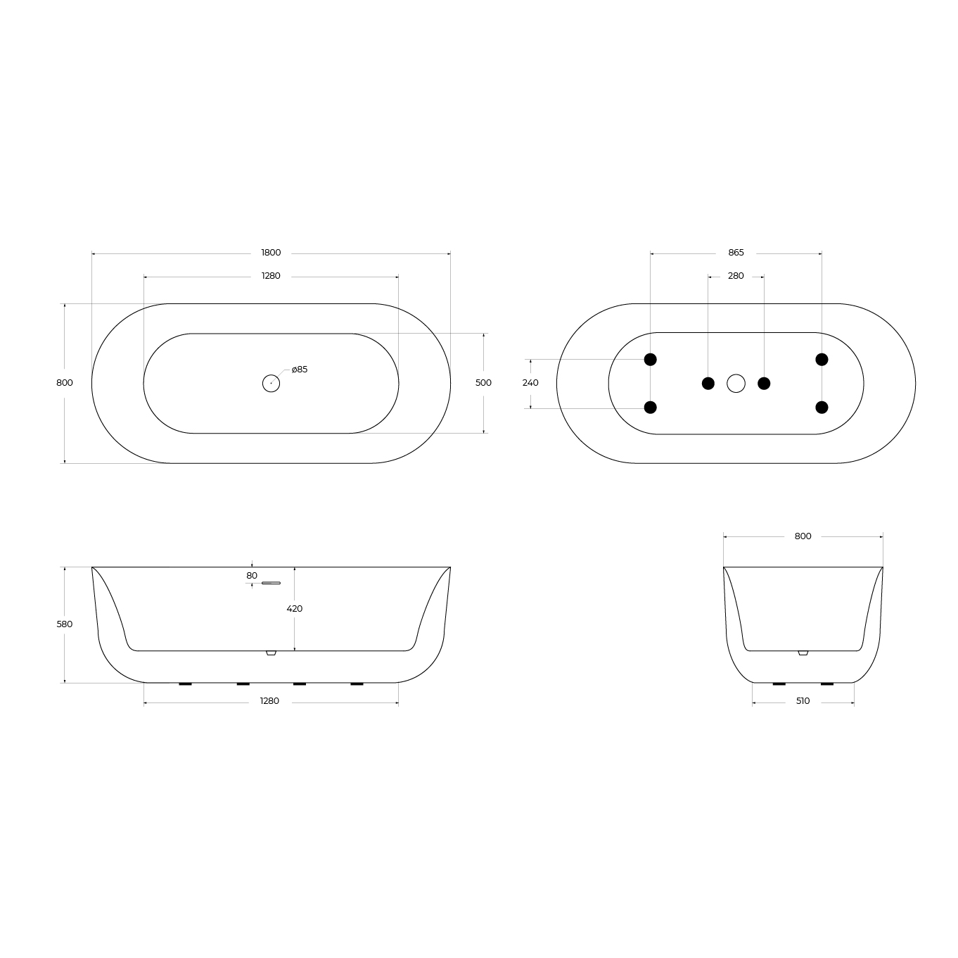 Акриловая ванна BELBAGNO BB706-1800-800 - Gidratop.ru изображение