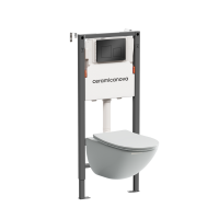 Комплект Подвесной унитаз MONO Rimless + Система инсталляции Balance кнопка Square, черный матовый