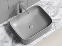 Умывальник чаша накладная прямоугольная (цвет Антрацит Матовый) Element 505x380x150мм - Gidratop.ru изображение