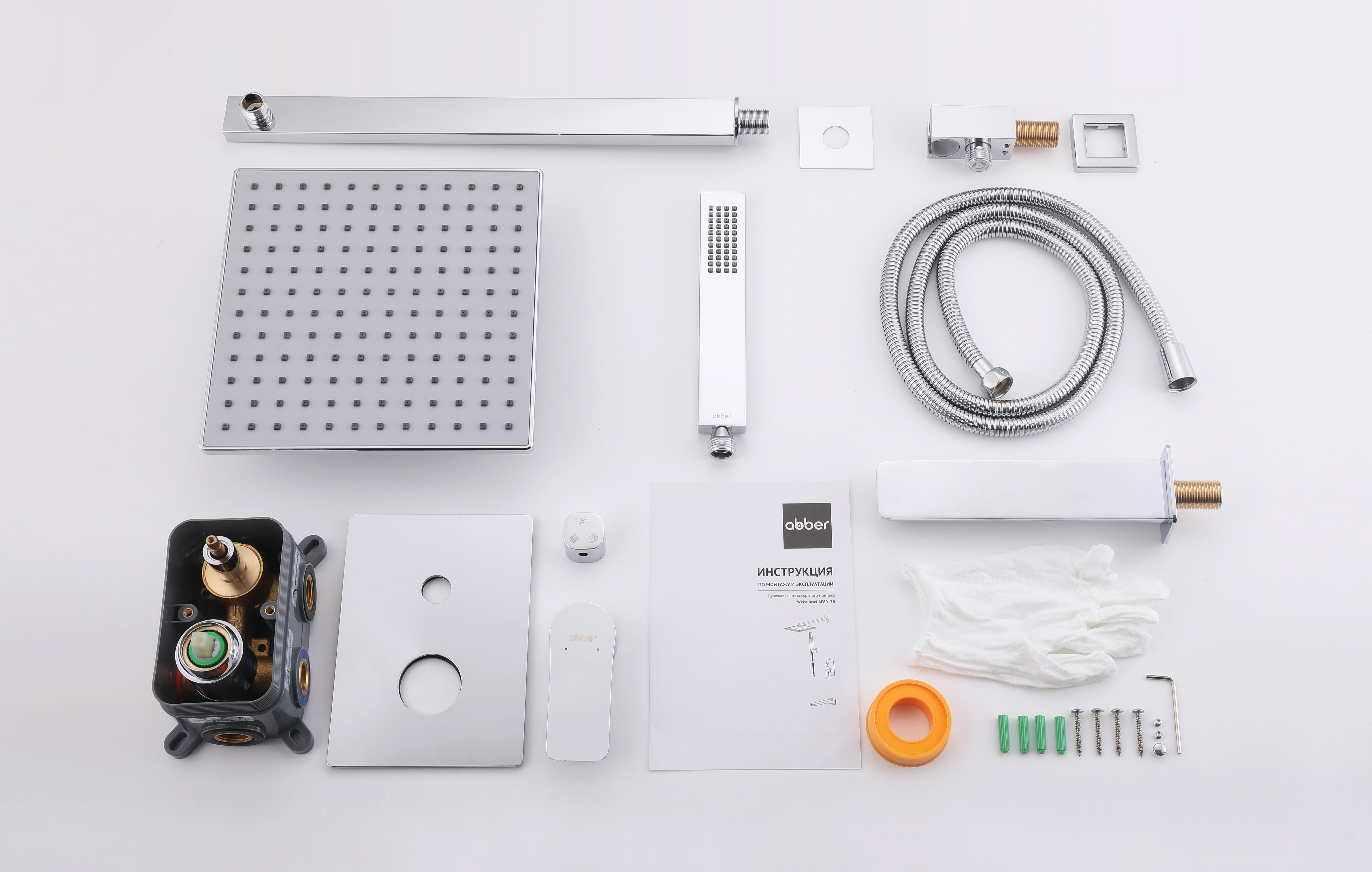 Душевая система ABBER Weiss Insel AF8017 скрытого монтажа с изливом, хром - Gidratop.ru изображение