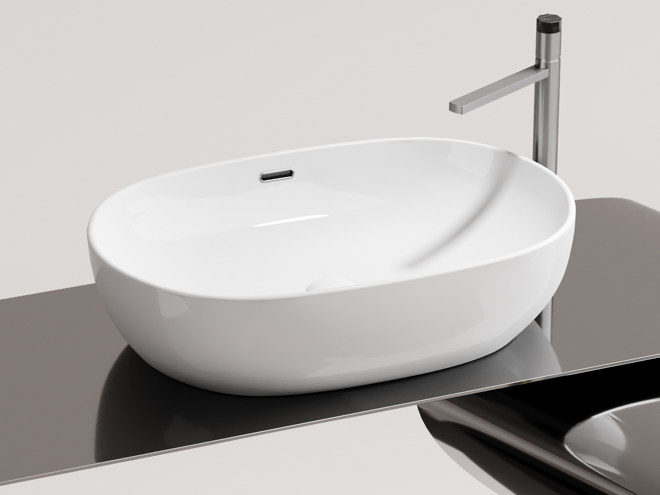 Умывальник чаша накладная овальная со сливом переливом Element 610x420x155мм - Gidratop.ru изображение