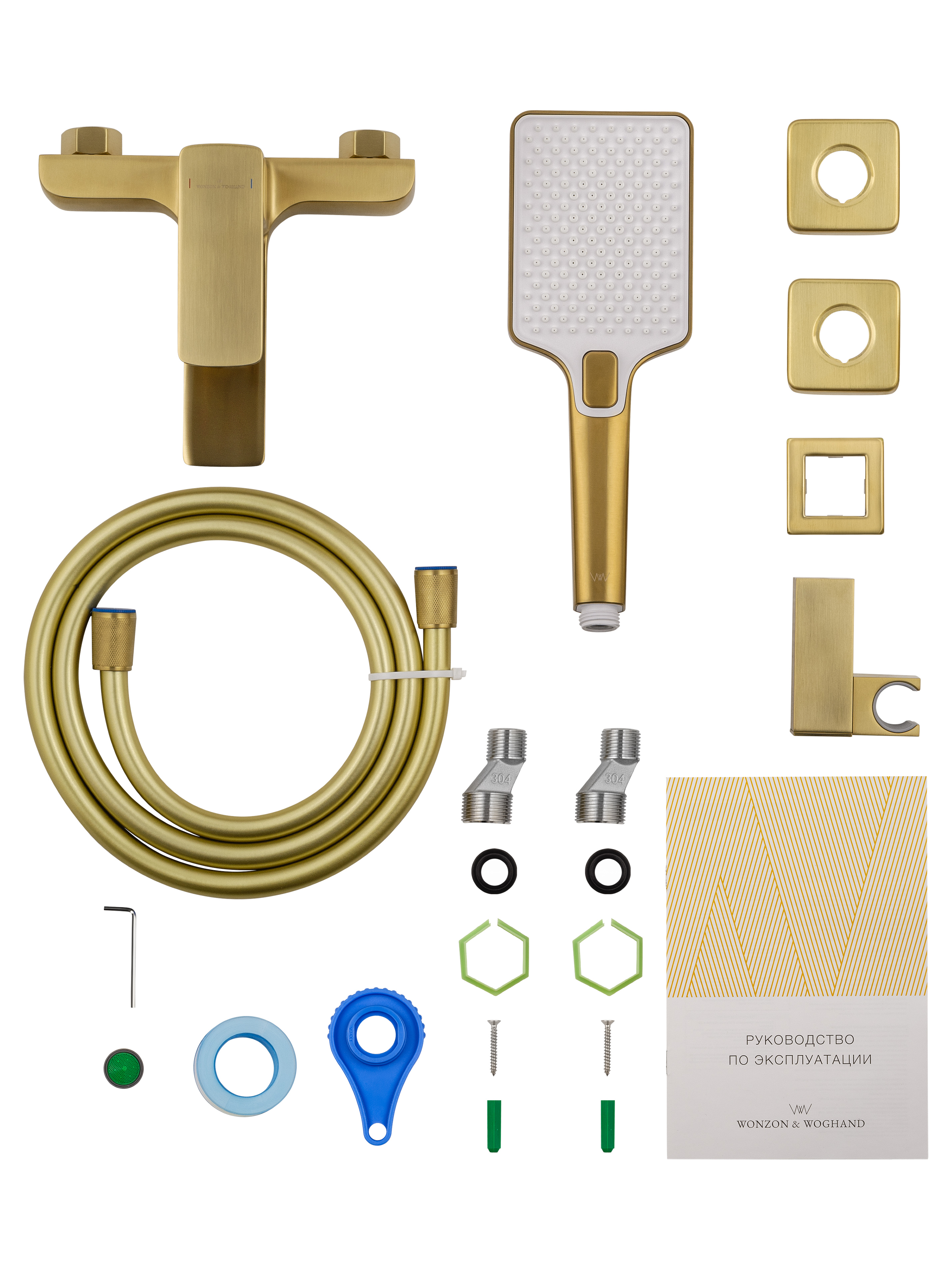 Смеситель для ванны с душем WONZON & WOGHAND EDGE, Брашированное золото (WW-88639003A- BG) - Gidratop.ru изображение