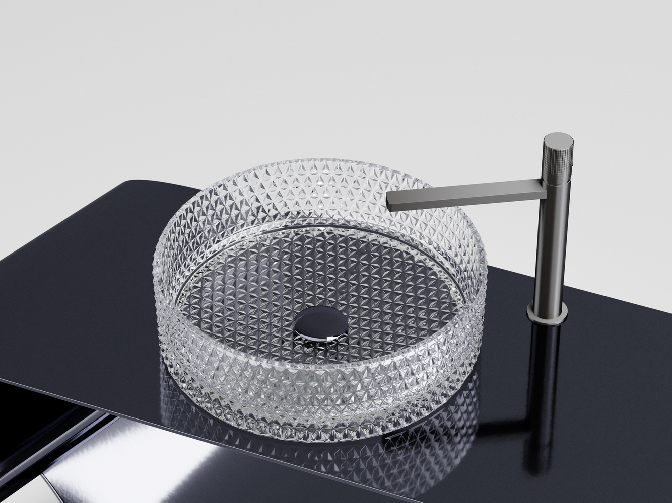 Умывальник чаша накладная круглая (прозрачная) Cristal 360x360x112мм - Gidratop.ru изображение