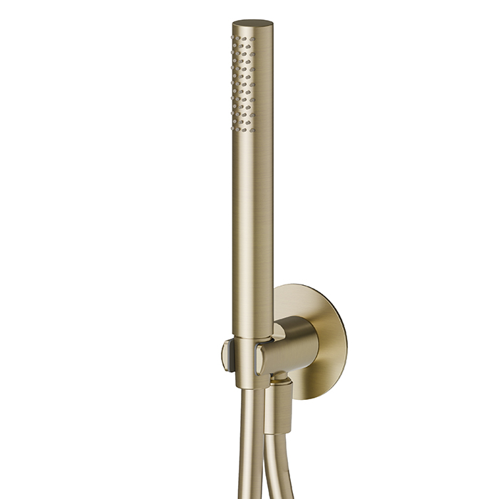 Newform X-STEEL 316 Ручной душ, кронштейн-уголок 1/2", шланг: 150 см, цвет:  PVD Brushed pale gold - Gidratop.ru изображение