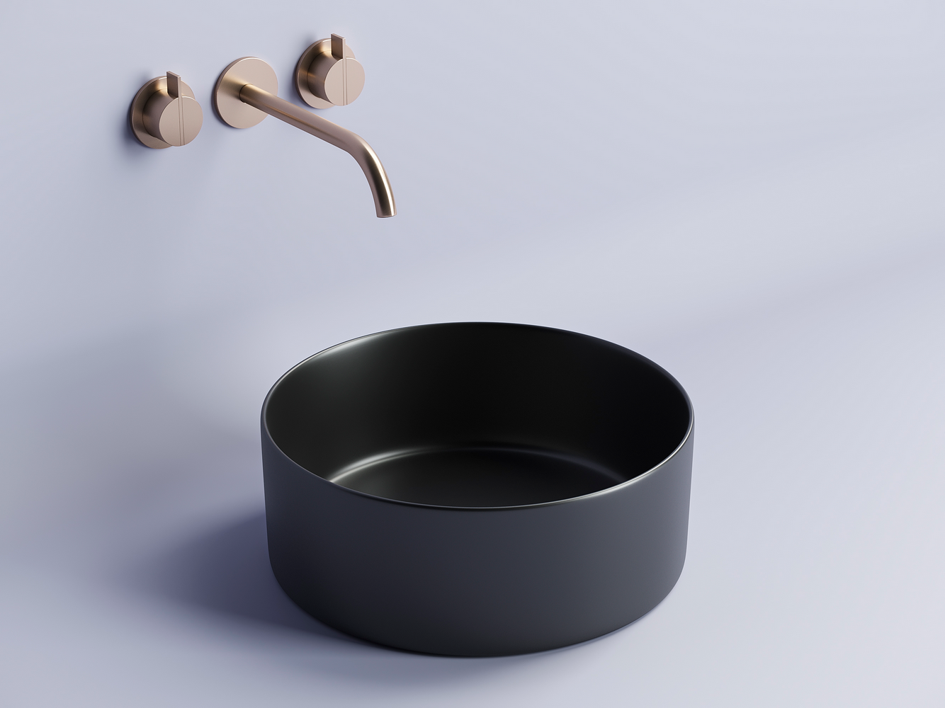 Умывальник чаша накладная круглая (цвет Черный Матовый) Element 358x358x137мм - Gidratop.ru изображение