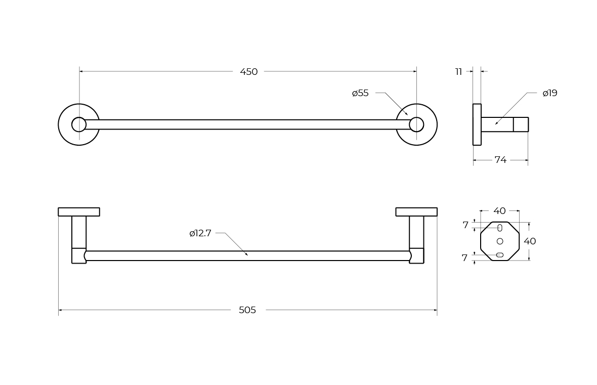 RELAX-TH-50-GM Полотенцедержатель 50,5 см, исполнение оружейная сталь - Gidratop.ru изображение