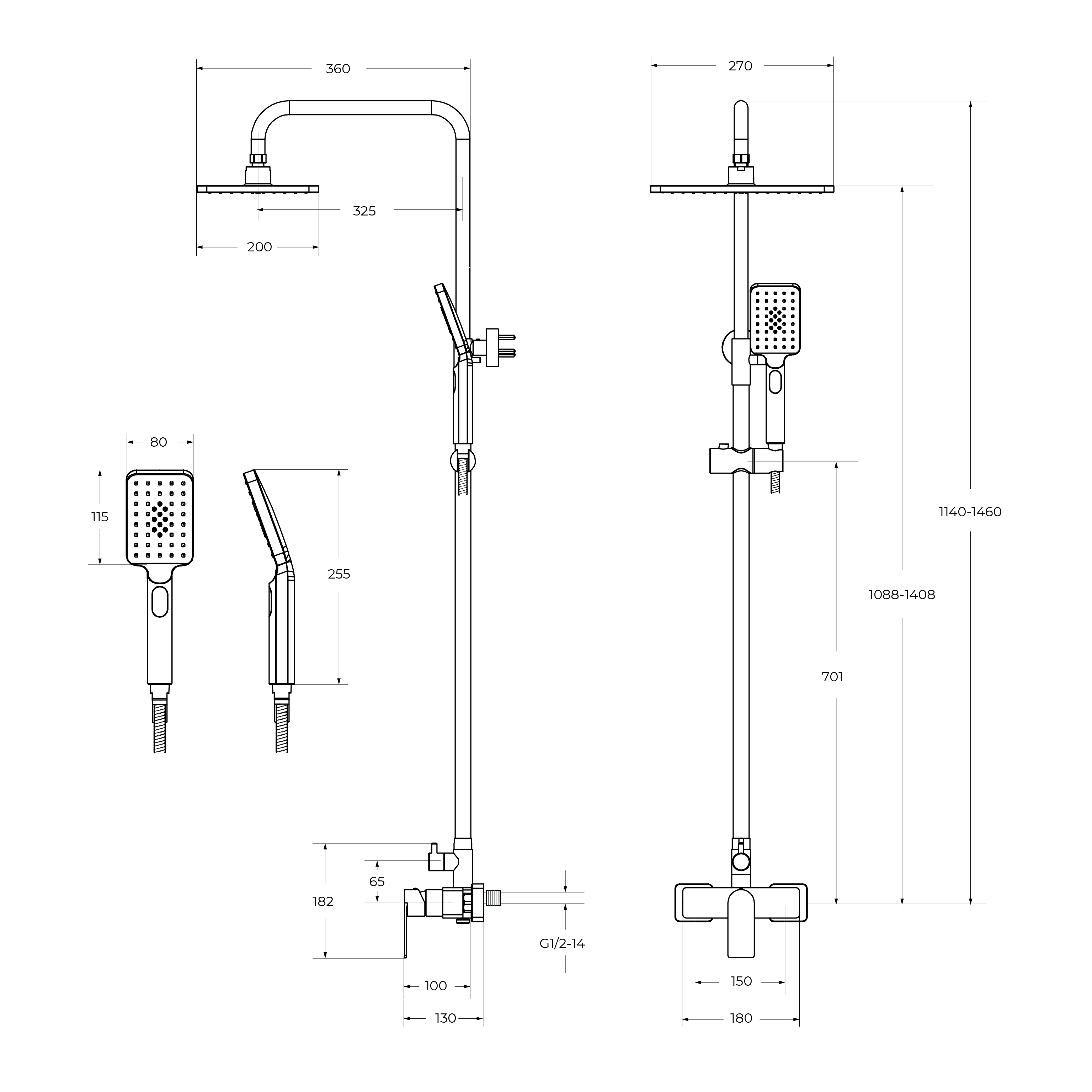 SLIDER-CD-NOP Душевая стойка со смесителем, черный матовый - Gidratop.ru изображение