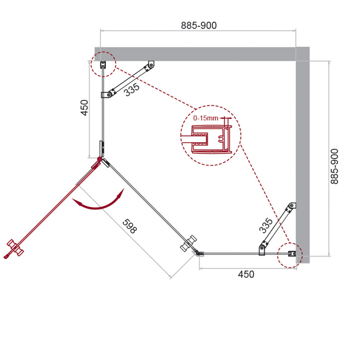 Душевой уголок BelBagno KRAFT-P-1-90-C-Cr-L - Gidratop.ru изображение