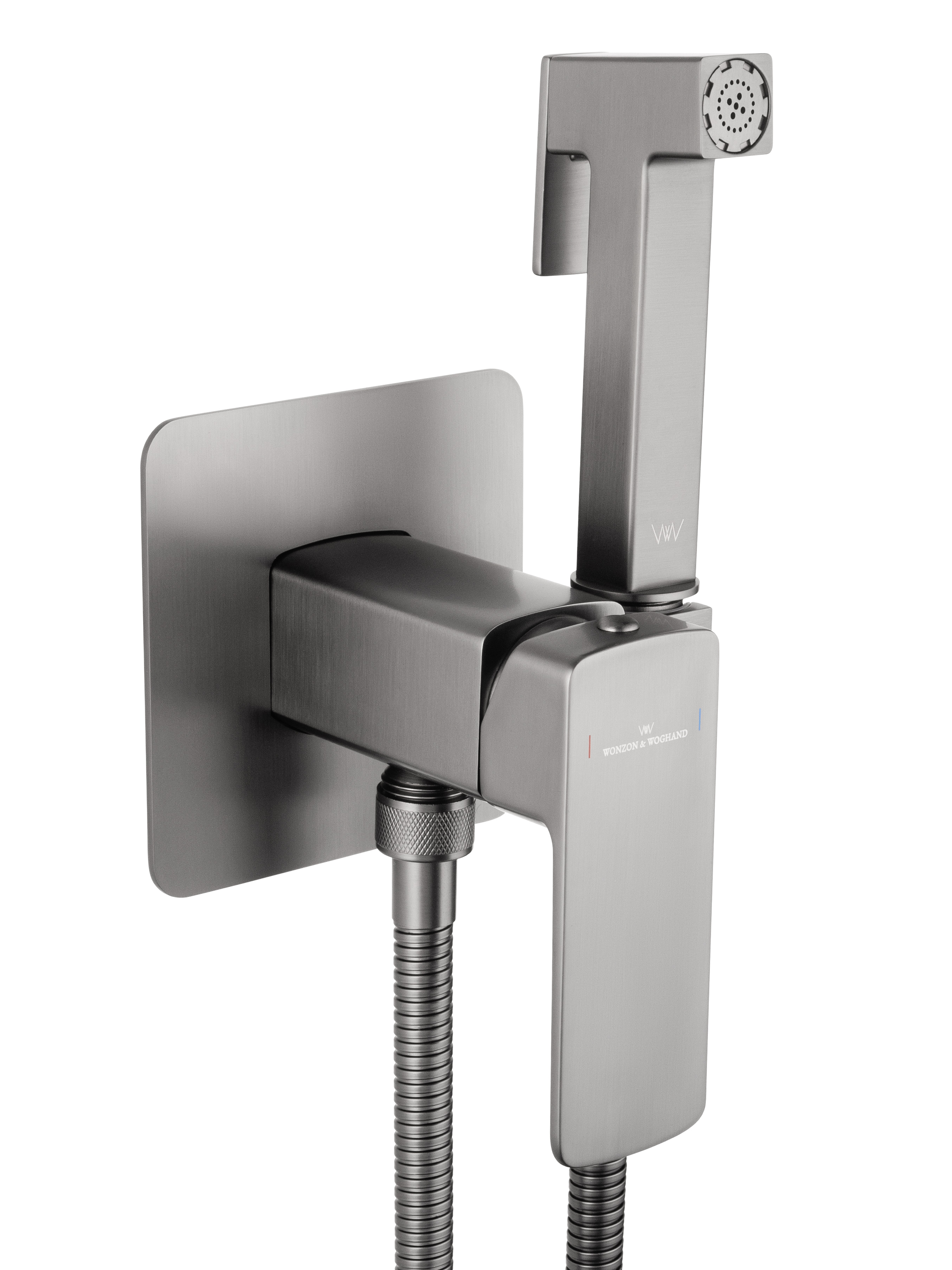 Смеситель с гигиеническим душем встраиваемый WONZON & WOGHAND EDGE, Темный графит (WW-88829003-BGM) - Gidratop.ru изображение