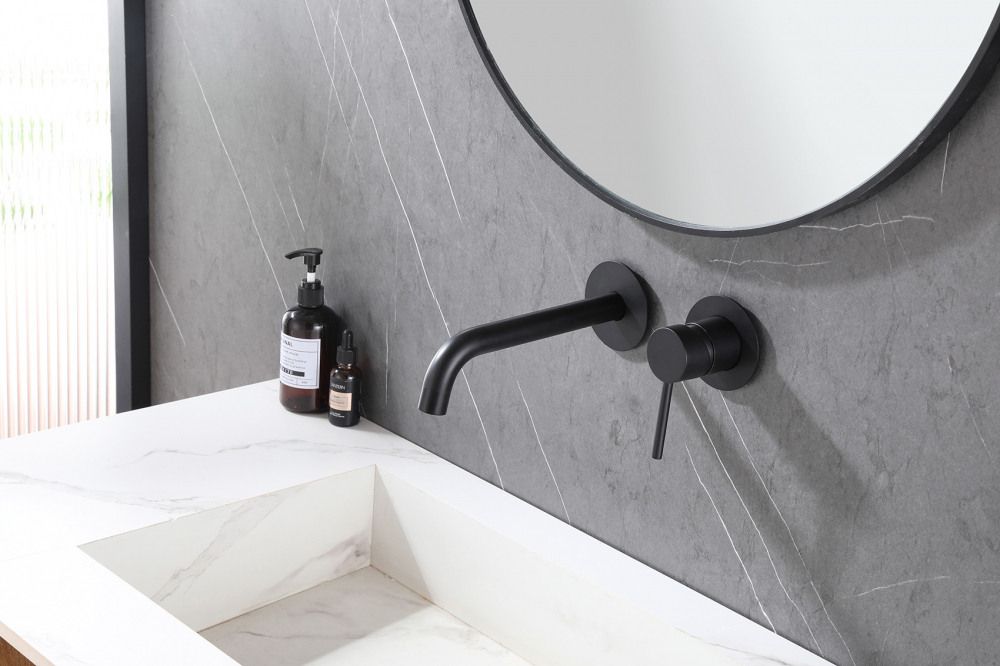 Смеситель ABBER Wasser Kreis AF8112B для раковины скрытого монтажа, черный матовый - Gidratop.ru изображение