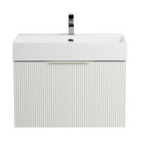 PREMIUM Тумба подвесная под раковину с выдвижным ящиком и внутренним ящиком, 55436 Plisse Bianco opaco, 70x44x43 - Gidratop.ru изображение