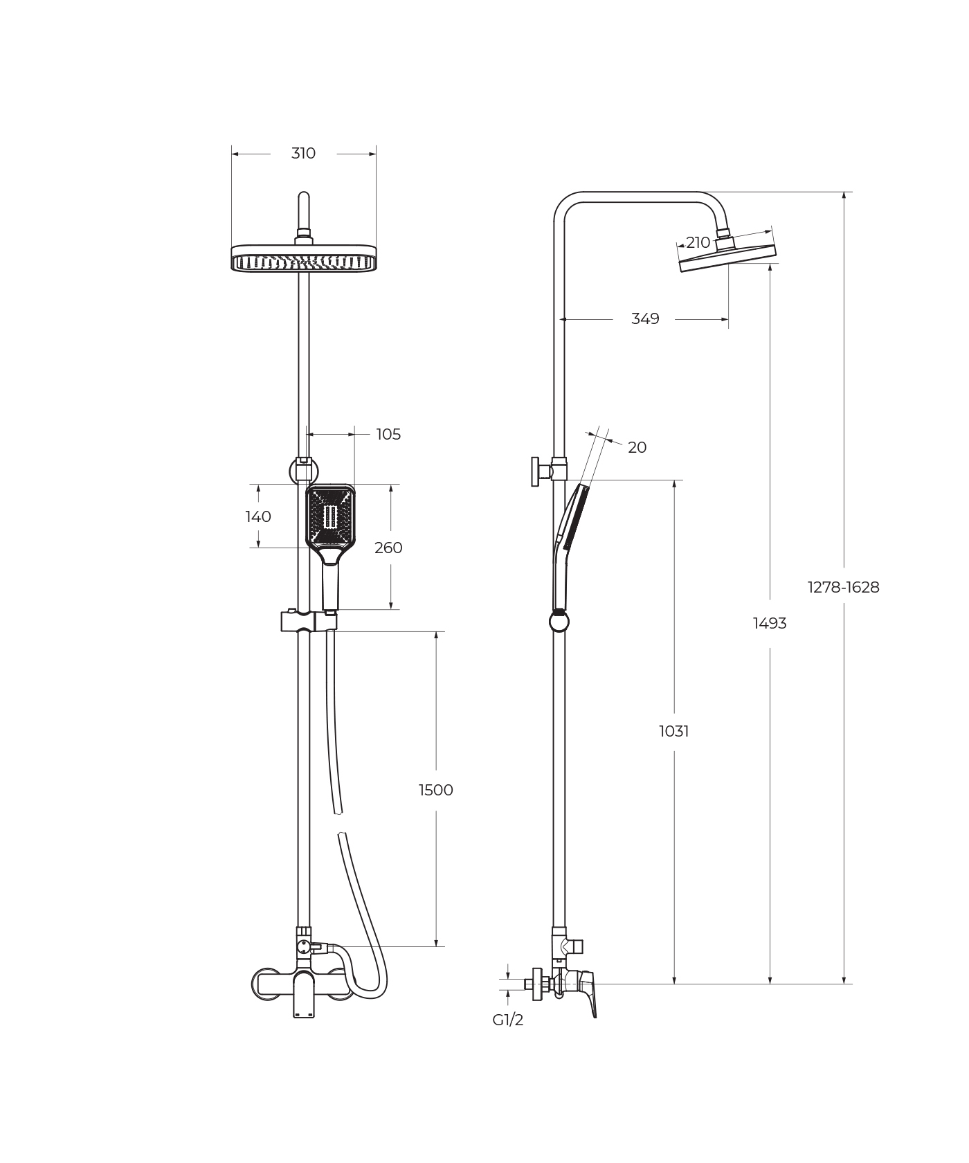 DUE Душевая стойка со смесителем, хром DUE-DOCM-CRM - Gidratop.ru изображение