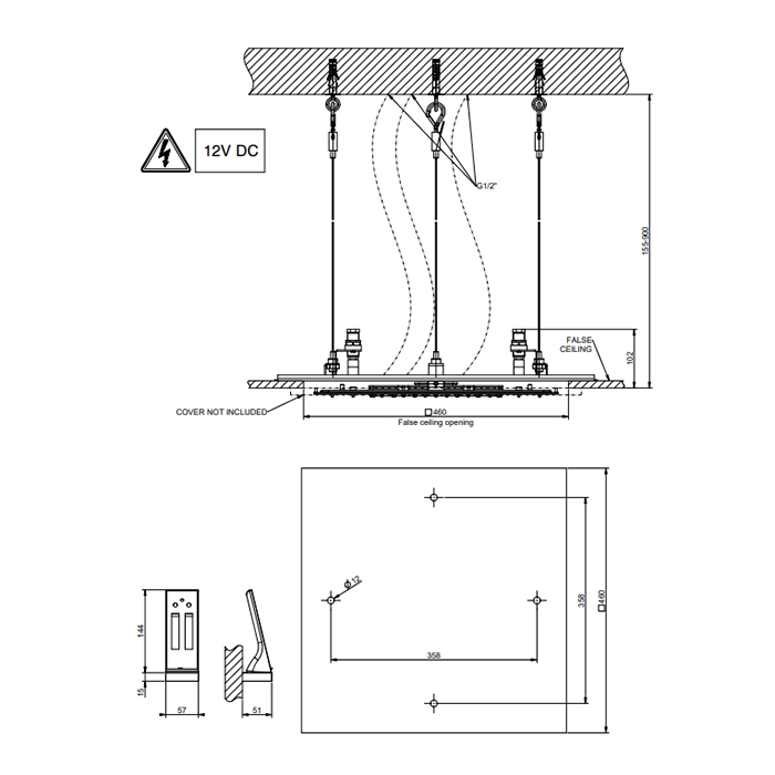 Gessi Colour Встр. часть  душевая системы 500х500 мм, 3 режима, хромотерапия, пульт ДУ, цвет: блестящая сталь (без панели 57977 и блока RIR5402) - Gidratop.ru изображение