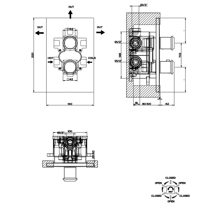 GESSI встраиваемая часть термостатического смесителя (до 3-х источников) - Gidratop.ru изображение