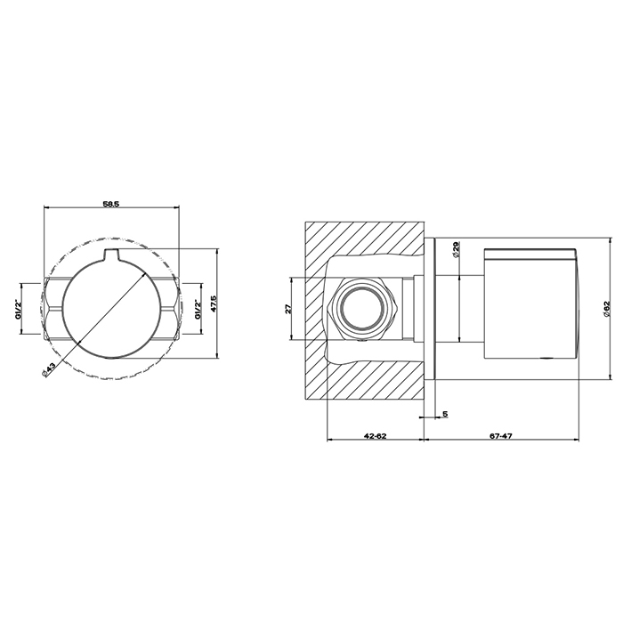 Gessi Emporio shower встраиваемая часть для запорного вентиля, цвет: Chrome - Gidratop.ru изображение