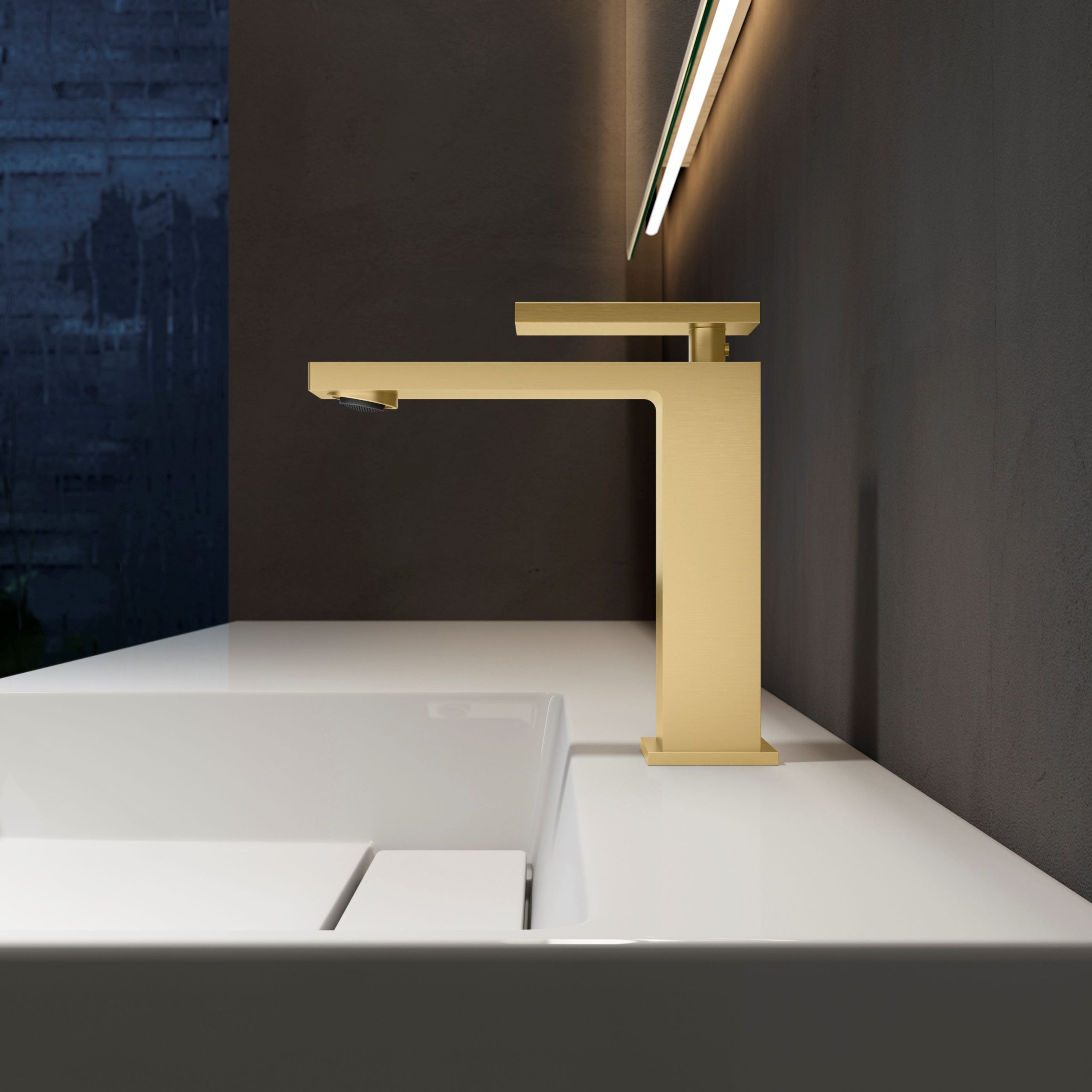 Смеситель для раковины Dice VBF-2DS1BG однорычажный, брашированное золото - Gidratop.ru изображение