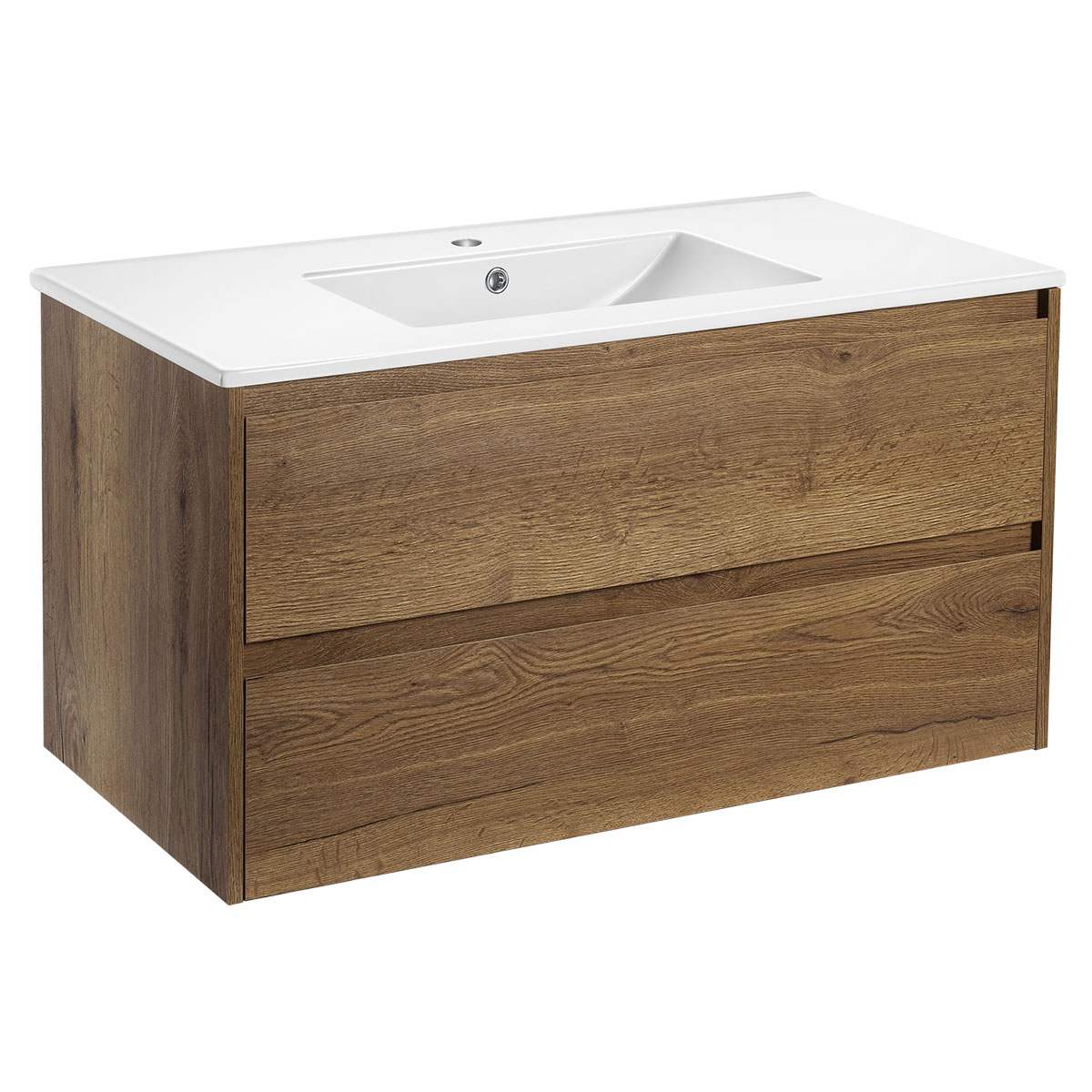 База под раковину Gio 100 подвесная, 2 выкатных ящика soft-close, T.Oak - Gidratop.ru изображение