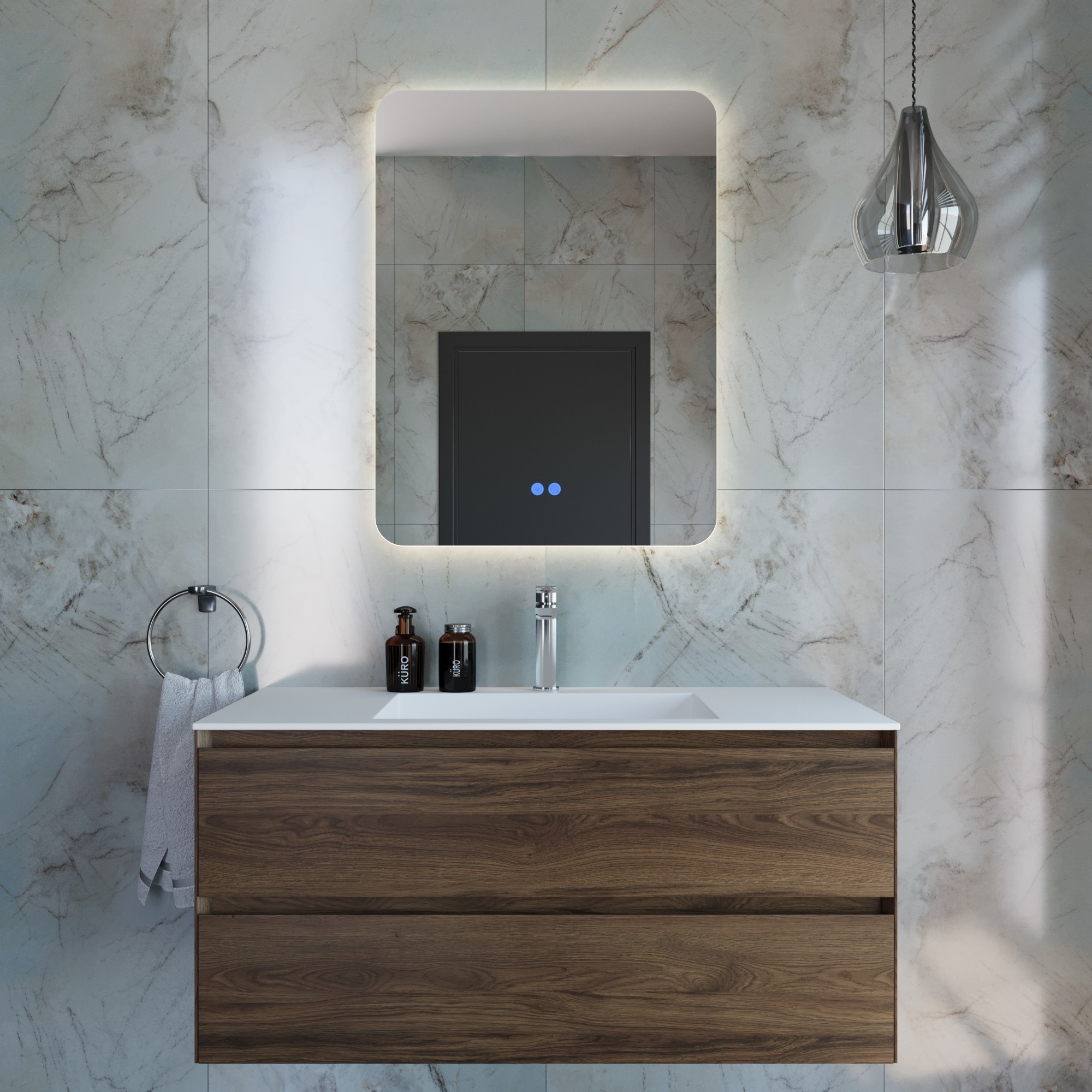 База под раковину Luka 1000 подвесная, 2 выкатных ящика soft-close, C.Oak - Gidratop.ru изображение