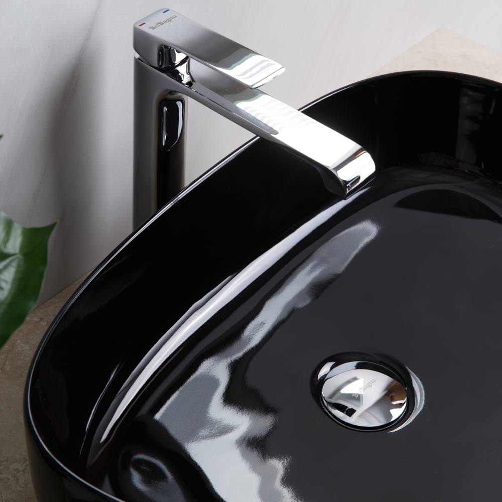 Раковина керамическая накладная черная BB1435-NERO, 550x400x140 - Gidratop.ru изображение