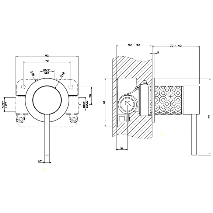 GESSI 316 встраиваемый смеситель, на 1/2, на 1 источник (внешняя часть), цвет: steel brushed - Gidratop.ru изображение